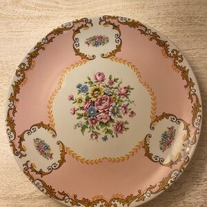 Limoges Pink and Cream Floral Plate